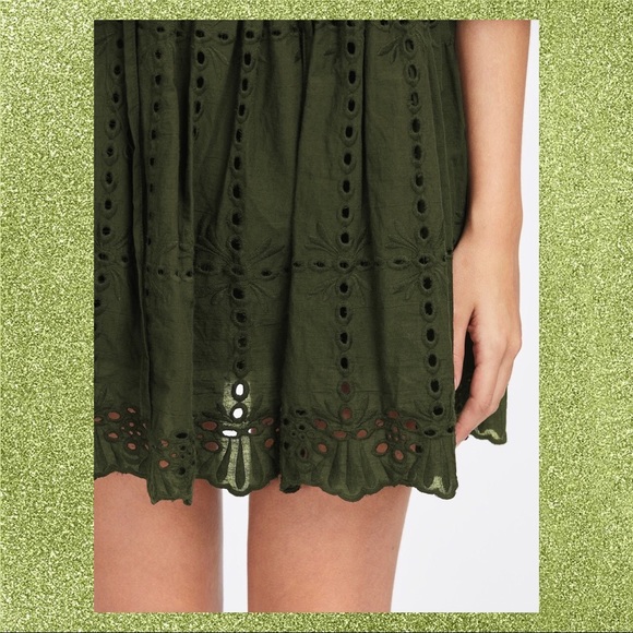 🍭ARMY GREEN EYELET EMBROIDERED DRESS🍭 - Picture 4 of 7
